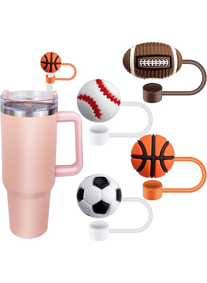 4PCS Balls Straw Covers Cap for Stanley Cup 40&30 Oz, 10mm Straw Covers for Stanley Tumblers Accessories, Reusable Cap Stopper for Straws Tip Lids (4 Pcs Ball)