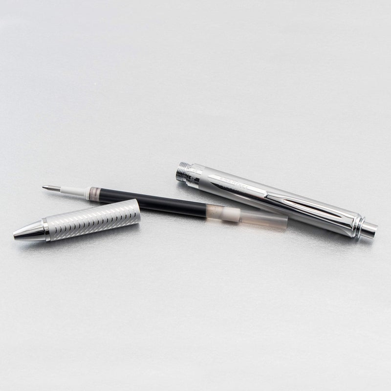 Pentel Energel Alloy Retractable Liquid Gel Pen, (0.7mm) Medium Line, Silver Barrel, Black Ink, 1 Pack (BL407BP) - Image 5
