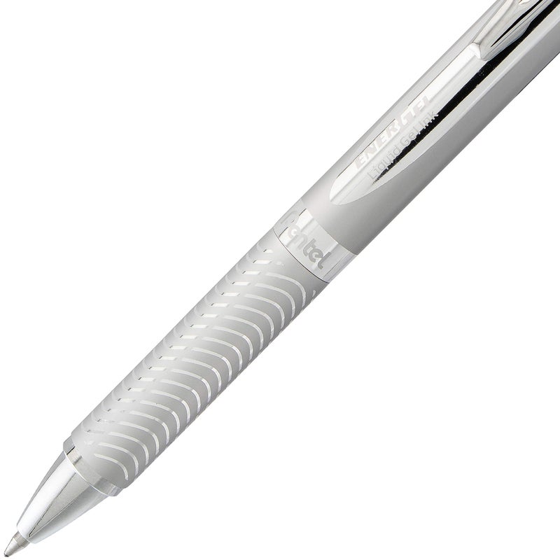 Pentel Energel Alloy Retractable Liquid Gel Pen, (0.7mm) Medium Line, Silver Barrel, Black Ink, 1 Pack (BL407BP) - Image 4