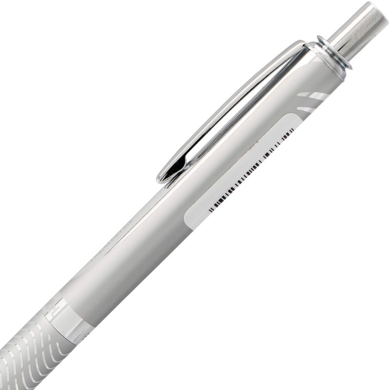 Pentel Energel Alloy Retractable Liquid Gel Pen, (0.7mm) Medium Line, Silver Barrel, Black Ink, 1 Pack (BL407BP) - Image 3