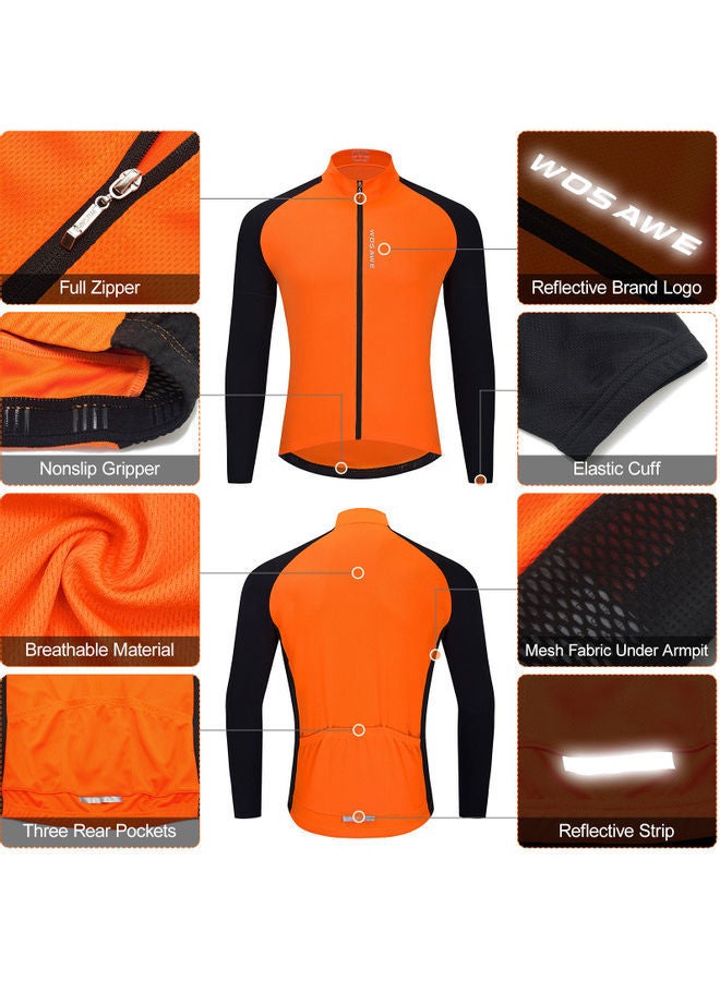 NIBEMINENT Men Cycling Jersey Breathable Full Zipper Long Sleeves MTB Bicycle Shirt Bike Riding Clothing 3XL 25*1*22cm  - Image 4