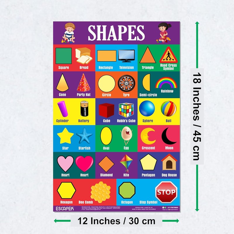 ESCAPER رسوم بيانية تعليمية للأطفال، رسوم بيانية لتعلم الأطفال (11.5 × 17.5 بوصة)، مواد دراسية للأطفال، كتب تعليمية للأطفال، ملصقات تعليمية - Image 2