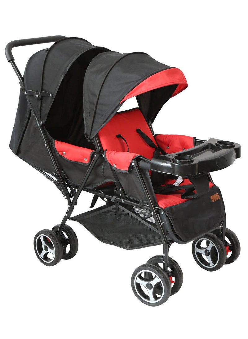 MOON Magnum Tandem Easy Fold Twin Travel Stroller-Fire Red,MOON NUTRA Diaper Backpack - Image 2