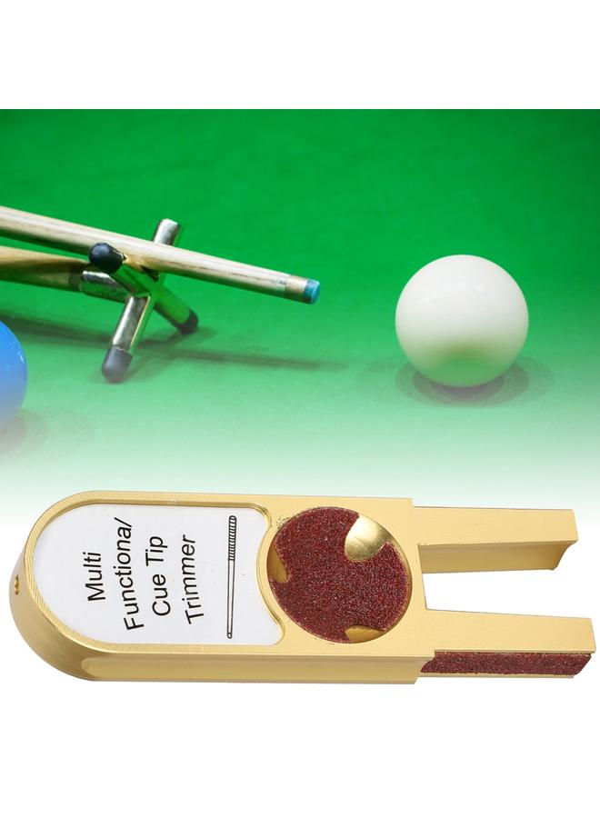 Aluminium Alloy Multifunction Gold U shape Billiards Pool Cue Tip Trimmer Shaper Burnisher Snooker Repair Supplies Tool(Silver Sign )