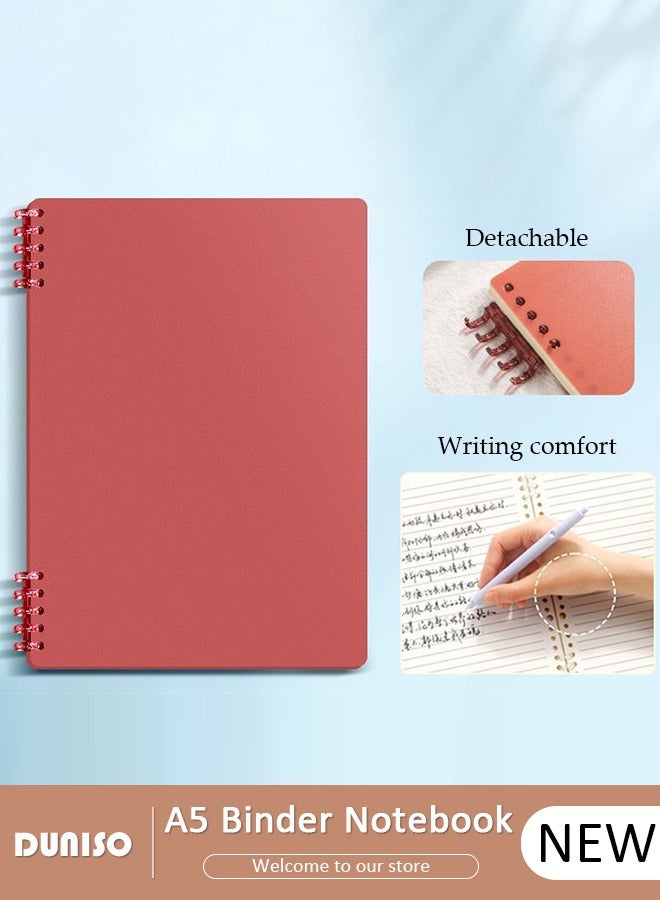 DUNISO A5 Binder Cover Notebook,Refillable Notebook Round Ring Binder with Stretch Buckle and Horizontal Core 60 Pieces, Waterproof and Durable Notebook Protector for School Home Office  - Image 1