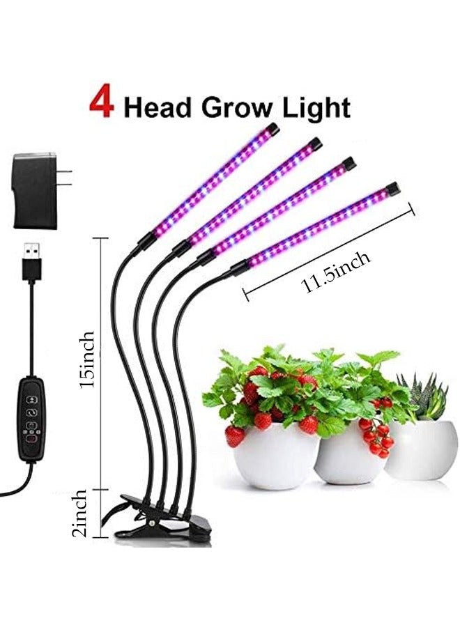 DUNISO Grow Light for Indoor Plants,4 Head 80 LED Plant Grow Lights with Red Blue Spectrum,9 Dimmable Levels, 3 9 12H Timer, Adjustable Gooseneck, 3 Switch Modes  - Image 5