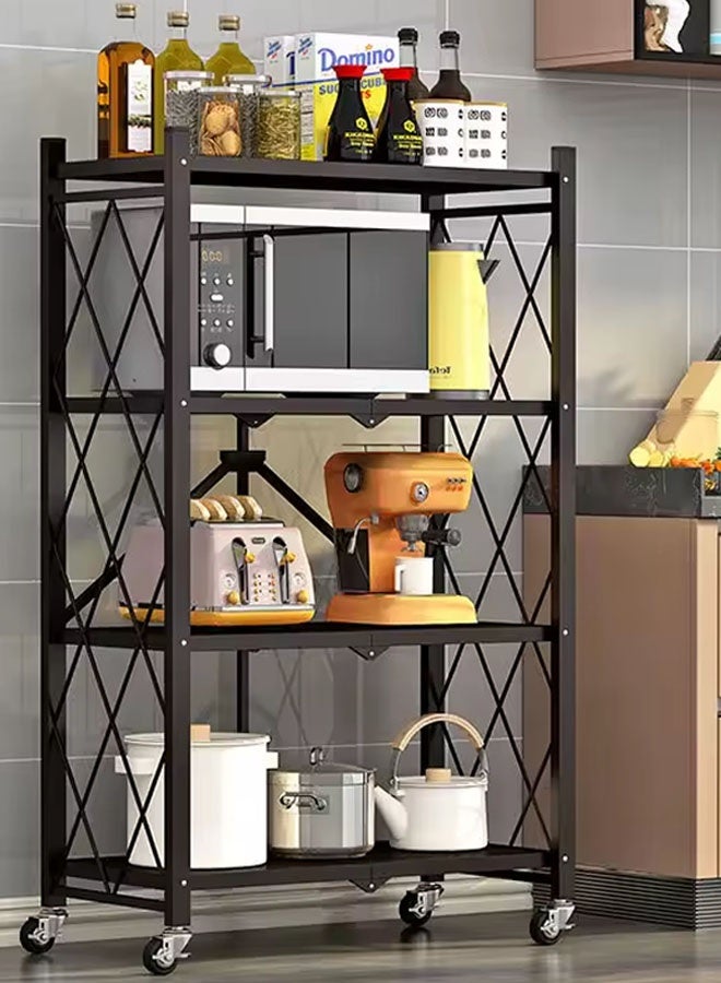 كادي ون حامل تخزين للمطبخ ومنظم لأغراض المطبخ حديد 4 رف بعجلات مقاس 37x72x128 سم - Image 1