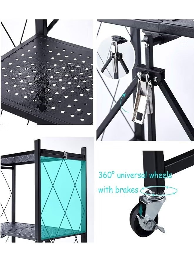 كادي ون حامل تخزين للمطبخ ومنظم لأغراض المطبخ حديد 4 رف بعجلات مقاس 37x72x128 سم - Image 5