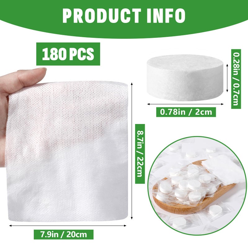 NUITPY 180 PCS Compressed Towel, Mini Compressed Towel Tablets, Disposable Compressed Face Towels, Camping Towel, Portable Bulk Compressed Coin Tissues for Home, Travel, Outdoor Sports - Image 2