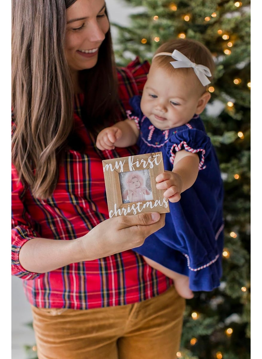 pearhead Pearhead Babys First Christmas Wooden Picture Frame Ornament Newborn Milestone Keepsake Photo Holiday Gift For New and Expecting Parents Rustic My First Christmas Ornament  - Image 3