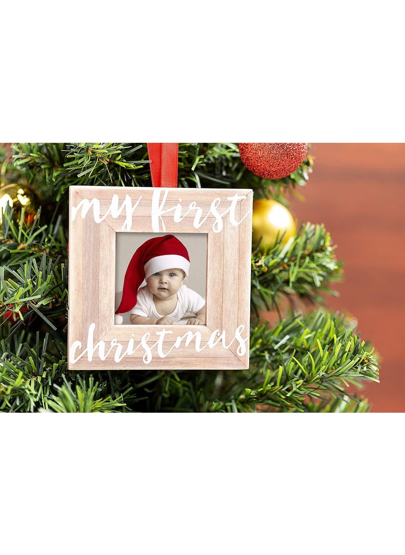 pearhead Pearhead Babys First Christmas Wooden Picture Frame Ornament Newborn Milestone Keepsake Photo Holiday Gift For New and Expecting Parents Rustic My First Christmas Ornament  - Image 2