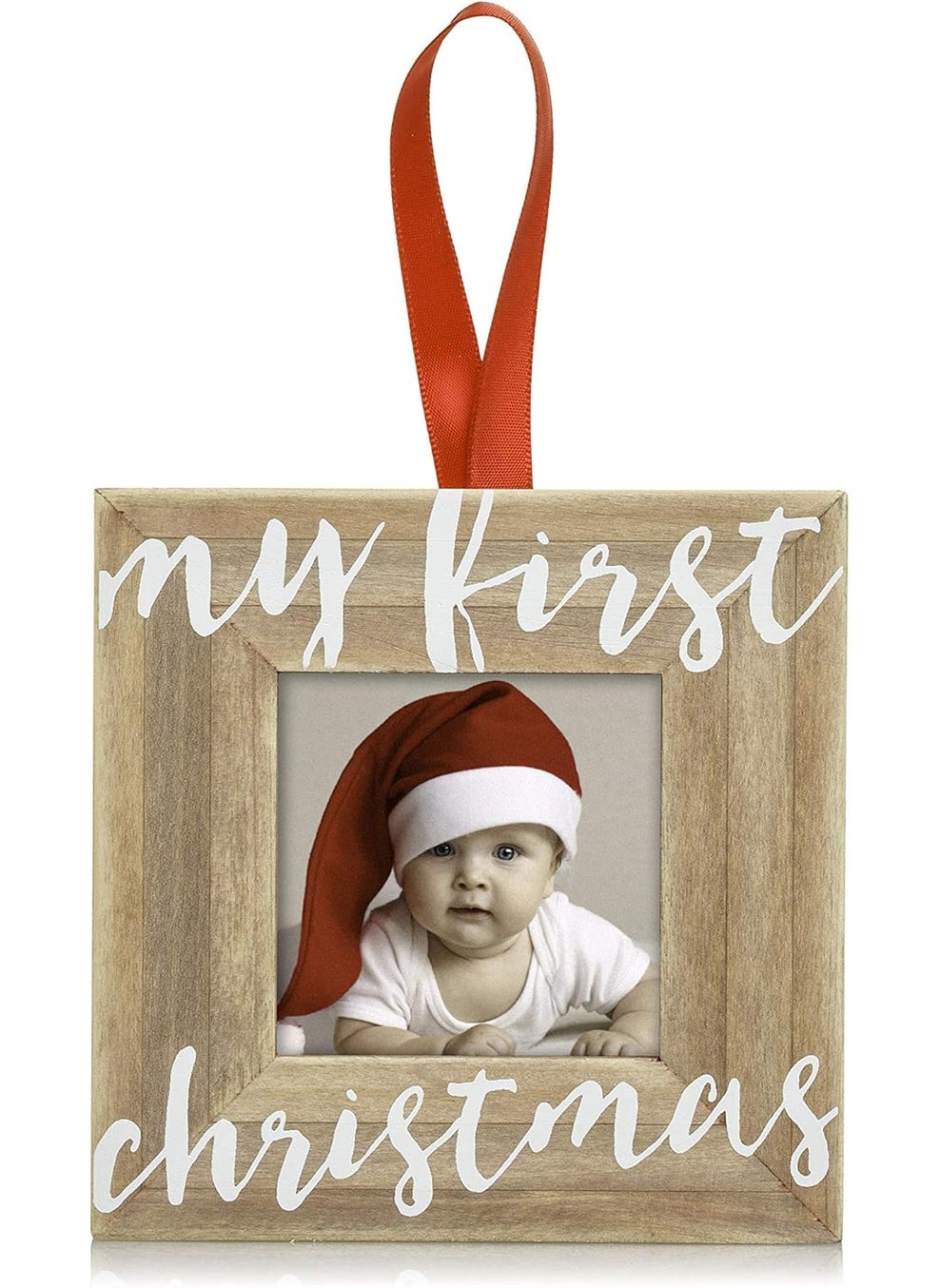 pearhead Pearhead Babys First Christmas Wooden Picture Frame Ornament Newborn Milestone Keepsake Photo Holiday Gift For New and Expecting Parents Rustic My First Christmas Ornament  - Image 4
