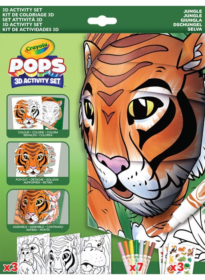 Crayola - Color Pops, Colour in 3D, Jungle Themed Colouring and Buildable Page Game, Creative Activity for Children, Ages 6 and up, 04-2802 - Image 1
