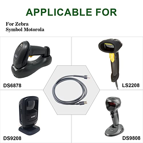 Sumicor USB Barcode Scanner Cable for Zebra Symbol Motorola LS2208 LS3008 LS9208 DS4208 DS6878 STB4278 Barcode Scanner (2m/6.56ft USB Port Straight) - Image 5