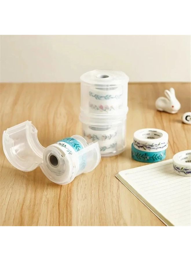 Transparent Round Washi Tape Dispenser with Cutter 1pc Craft Storage Box for Scrapbooking - Image 5