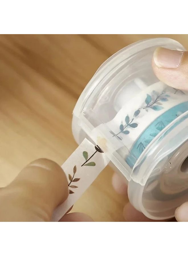 Transparent Round Washi Tape Dispenser with Cutter 1pc Craft Storage Box for Scrapbooking - Image 4