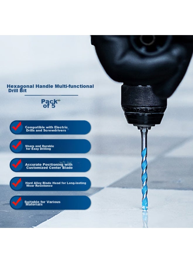 Bosch Hexagonal Shank Multi-purpose Drill Bits For Wood/metal/stone/tile 4/5/6/6/8mm - Image 1