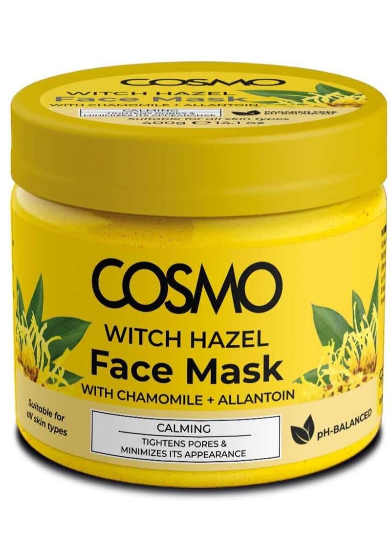 Cosmo Witch Hazel Face Mask 400g, With Chamomile + Allantoin, Calming, Minimizes Its Appearance, Paraben Free, Ph-balanced, Suitable for All Skin Type.