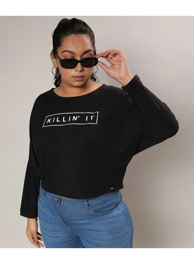 Instafab Plus Women's Midnight Black Killin' It Top