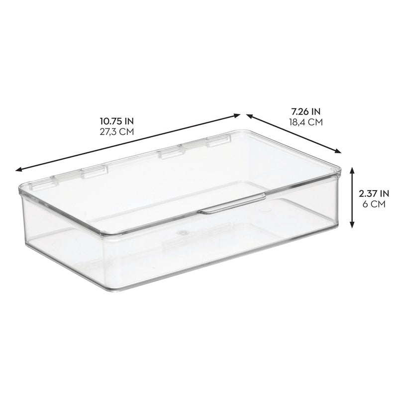 iDesign Kitchen Binz BPA-Free Plastic Stackable Organizer Box with Lid - 7.26" x 10.75" x 2.37", Clear - Image 2