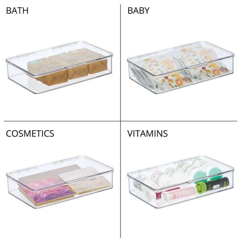 iDesign Kitchen Binz BPA-Free Plastic Stackable Organizer Box with Lid - 7.26" x 10.75" x 2.37", Clear - Image 4