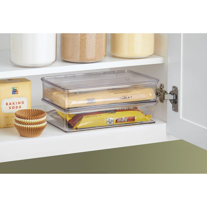 iDesign Kitchen Binz BPA-Free Plastic Stackable Organizer Box with Lid - 7.26" x 10.75" x 2.37", Clear - Image 5