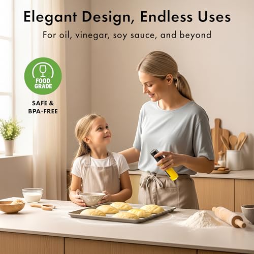 EDELHAUS Oil Sprayer Set of 2 – Oil Spray Bottle Made of Stainless Steel & Glass, for Healthy Cooking, Sprayer for Precise Dosage, for Cooking Oil & Vinegar Including 20 Labels, Funnel - Image 4