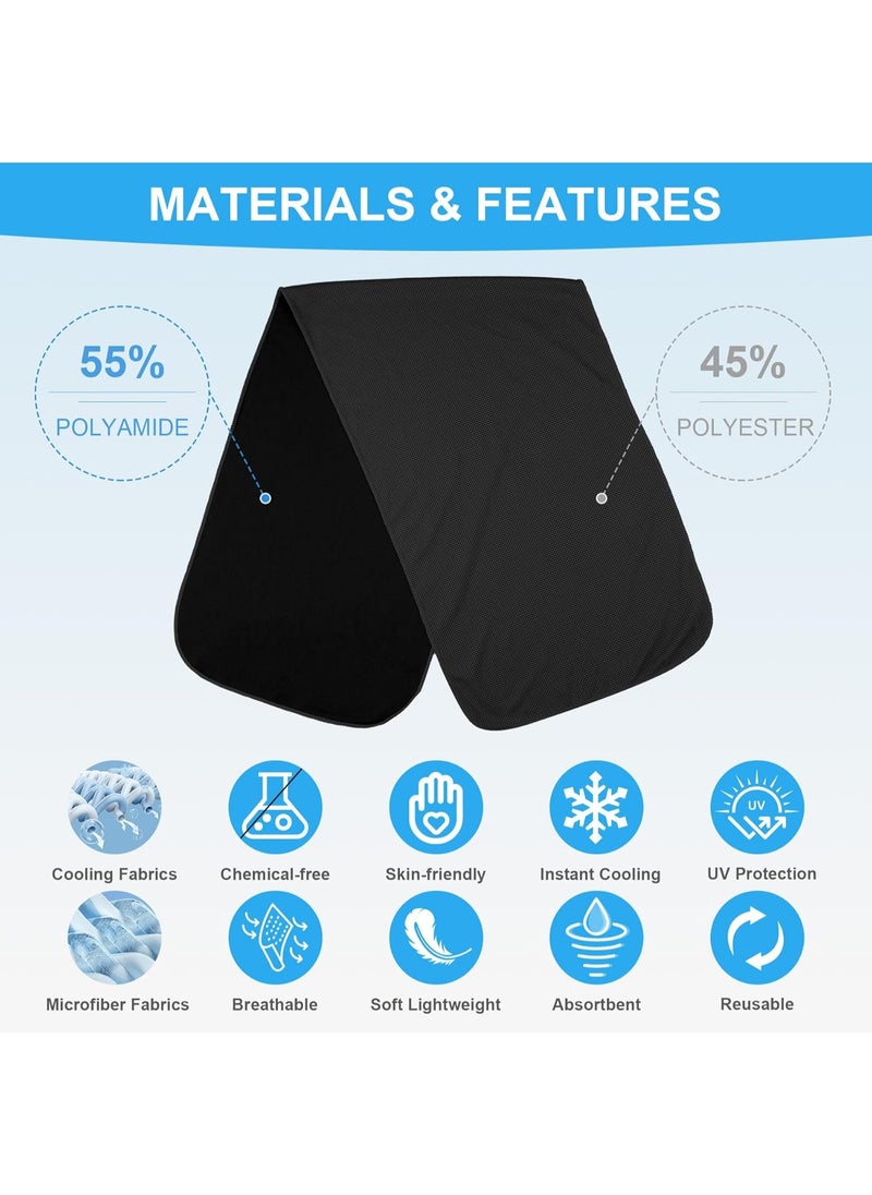 Neox 3PCS Neck Microfiber Ice Towel Soft And Breathable Cool Towel Suitable For Cooling Yoga Sports Golf Gym Camping Running Fitness Exercise And Other Activities Black 30*100cm  - Image 5
