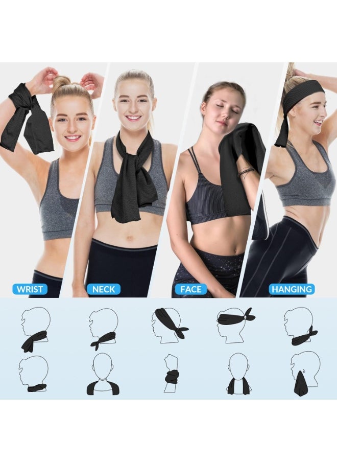 Neox 3PCS Neck Microfiber Ice Towel Soft And Breathable Cool Towel Suitable For Cooling Yoga Sports Golf Gym Camping Running Fitness Exercise And Other Activities Black 30*100cm  - Image 4