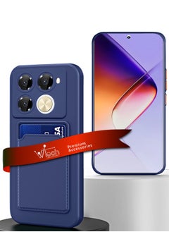 Wtech Silicone TPU With Card Holder Case Cover For Infinix Note 40 Pro 4G / 5G 2024 Navy Blue  - Image 1