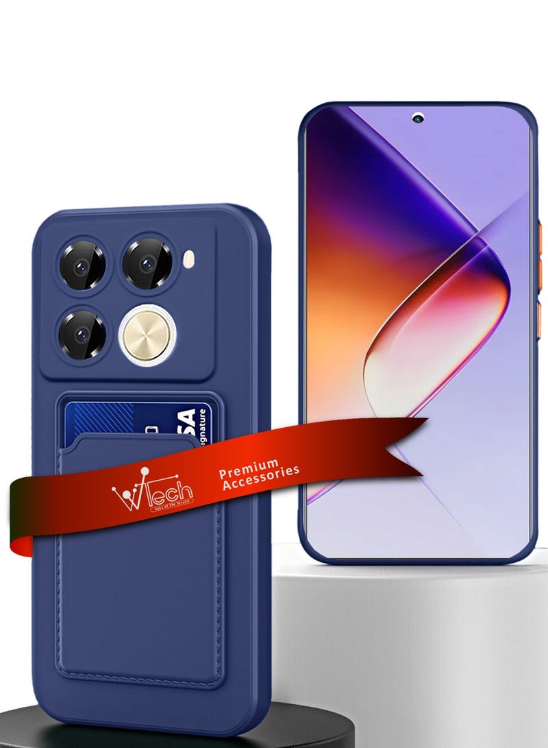 Wtech Silicone TPU With Card Holder Case Cover For Infinix Note 40 Pro 4G / 5G 2024 Navy Blue - Image 1