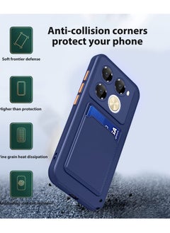 Wtech Silicone TPU With Card Holder Case Cover For Infinix Note 40 Pro 4G / 5G 2024 Navy Blue  - Image 2
