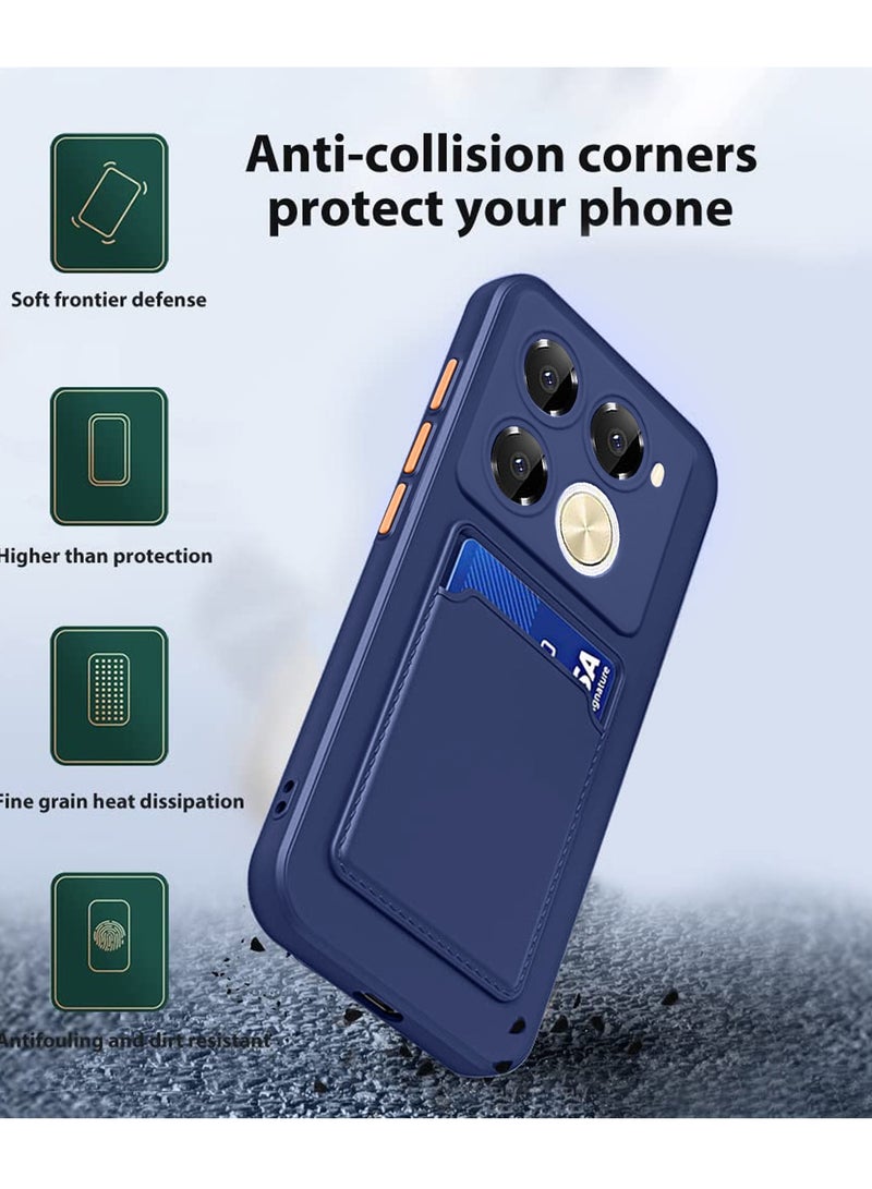 Wtech Silicone TPU With Card Holder Case Cover For Infinix Note 40 Pro 4G / 5G 2024 Navy Blue - Image 2