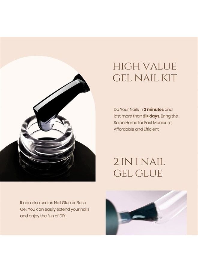beetles Gel Polish Beetles Gel Nail Kit Easy Nail Extension Set 5 In 1 Nail Glue Gel Base Coat with Pre shaped Medium Coffin Soft Gel Nail Tips and Led Nail Lamp Acrylic Nail Clipper for Nail Art Diy Home Manicure  - Image 3