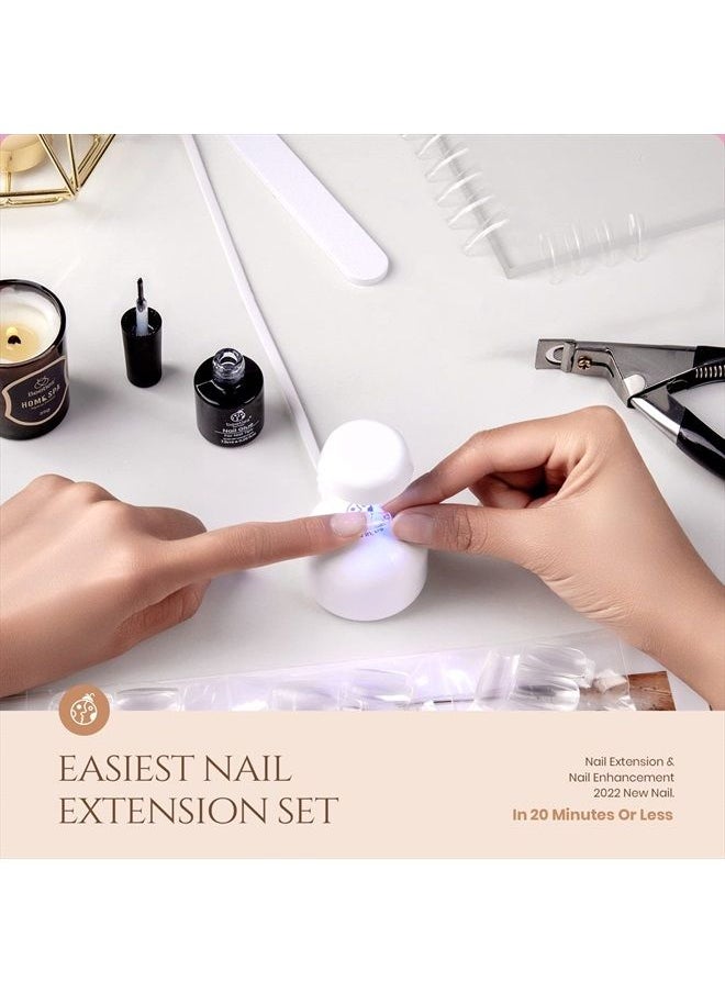beetles Gel Polish Beetles Gel Nail Kit Easy Nail Extension Set 5 In 1 Nail Glue Gel Base Coat with Pre shaped Medium Coffin Soft Gel Nail Tips and Led Nail Lamp Acrylic Nail Clipper for Nail Art Diy Home Manicure  - Image 2