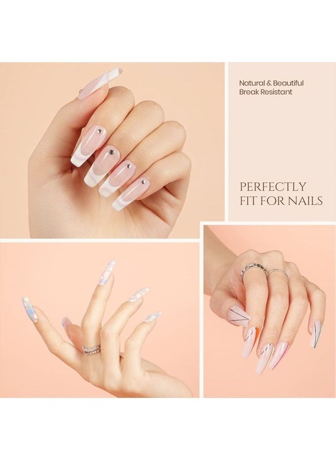 beetles Gel Polish Beetles Gel Nail Kit Easy Nail Extension Set 5 In 1 Nail Glue Gel Base Coat with Pre shaped Medium Coffin Soft Gel Nail Tips and Led Nail Lamp Acrylic Nail Clipper for Nail Art Diy Home Manicure  - Image 5