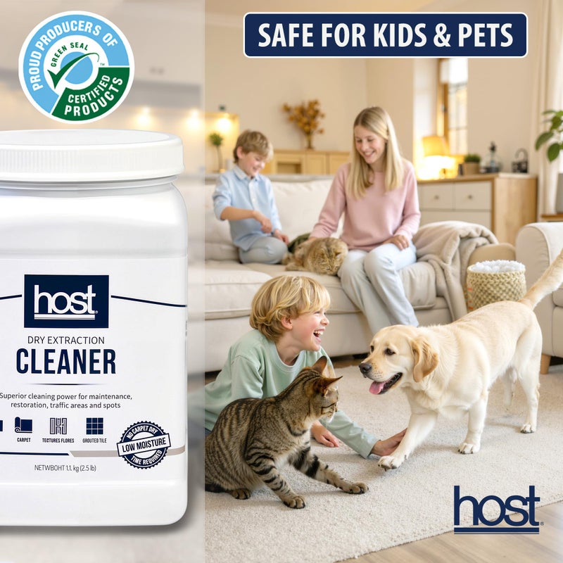 HOSTÂ® Dry Extraction Cleaner - Natural, Non-Toxic, Biodegradable Cleaning Compound for Carpets, Grouted Tile, and Textured Floors - Low Moisture Formula, Safe for People & Pets, 2.5 lb Shaker Jar - Image 2