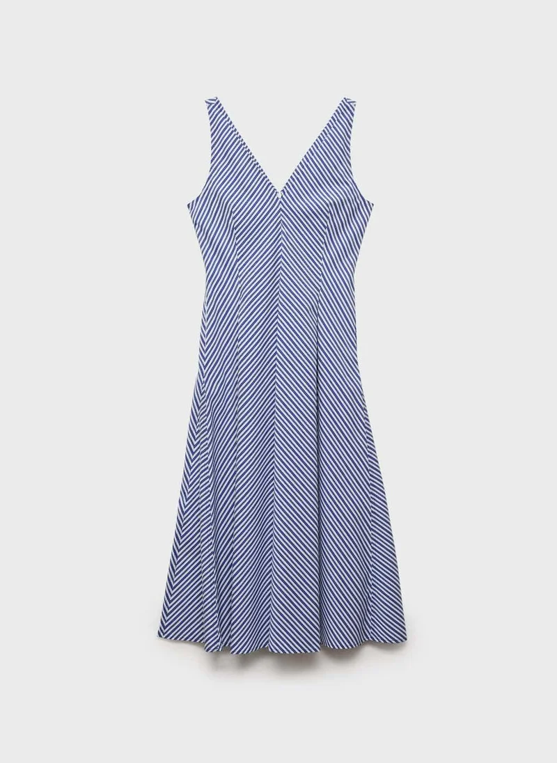 MANGO Striped V-neck Dress