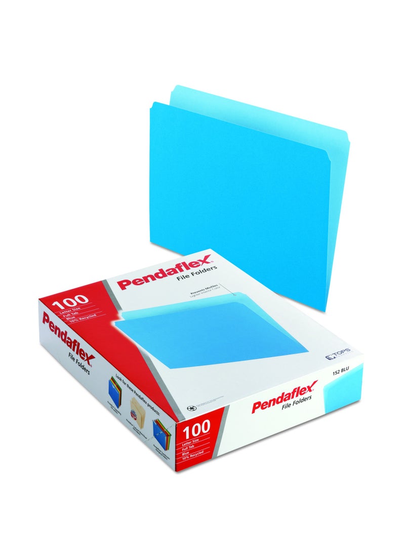 Pendaflex Pendaflex Two-Tone Color File Folders, Letter Size, Blue, Straight Cut, 100/BX (152 BLU)  - Image 1