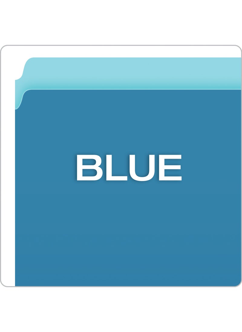 Pendaflex Pendaflex Two-Tone Color File Folders, Letter Size, Blue, Straight Cut, 100/BX (152 BLU)  - Image 4