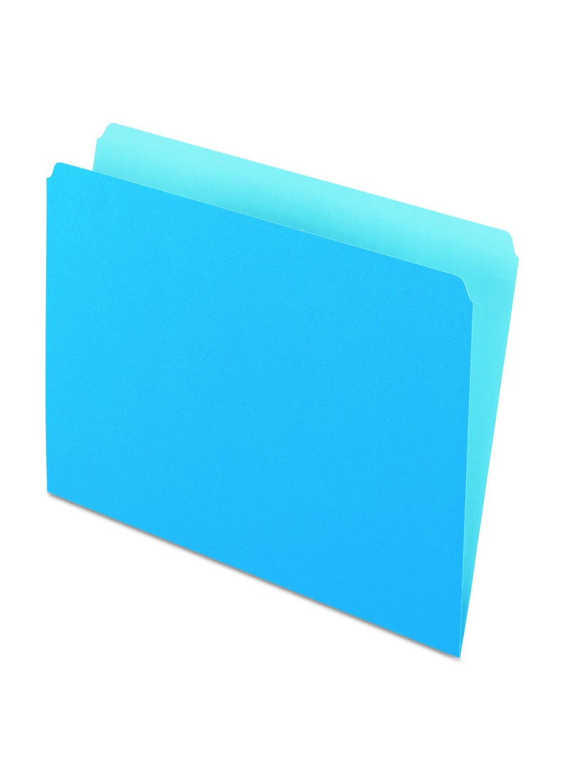 Pendaflex Pendaflex Two-Tone Color File Folders, Letter Size, Blue, Straight Cut, 100/BX (152 BLU)  - Image 2