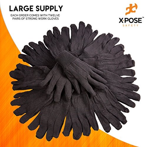 Xpose Safety Protective Work Gloves - 12 Pack For Industrial Labor, Home and Gardening Jersey Knit Cotton and Polyester Blend - 9oz Fleece - Men's Large - Brown - Image 5