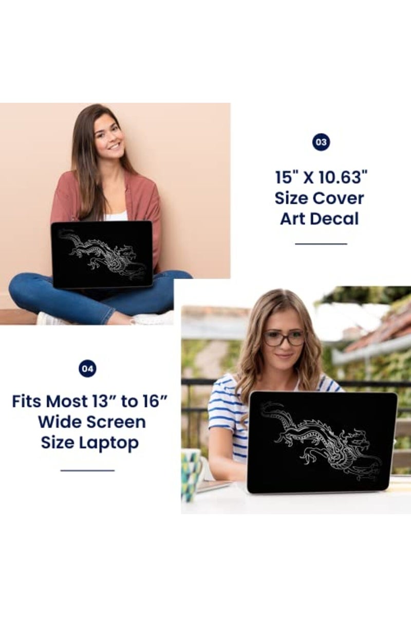 LSS Laptop 15 15.6 Skin Cover with Colorful Chinese Dragon Pattern for HP Dell Lenovo Apple Asus Acer Compaq - Fits 13.3" 14" 15.6" 16" (2 Wrist Pads Free) - Image 3