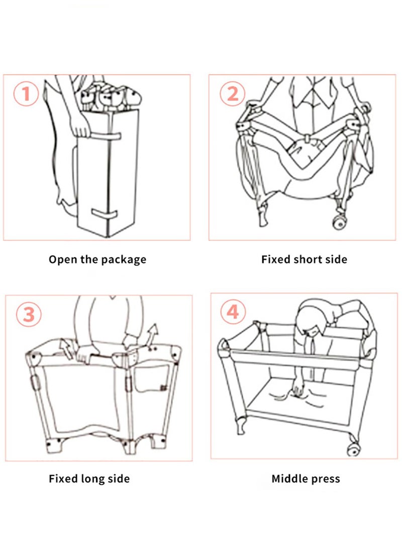 Portable Crib for Baby, Portable Baby Playpen with Detachable Bassinet and Changing Table