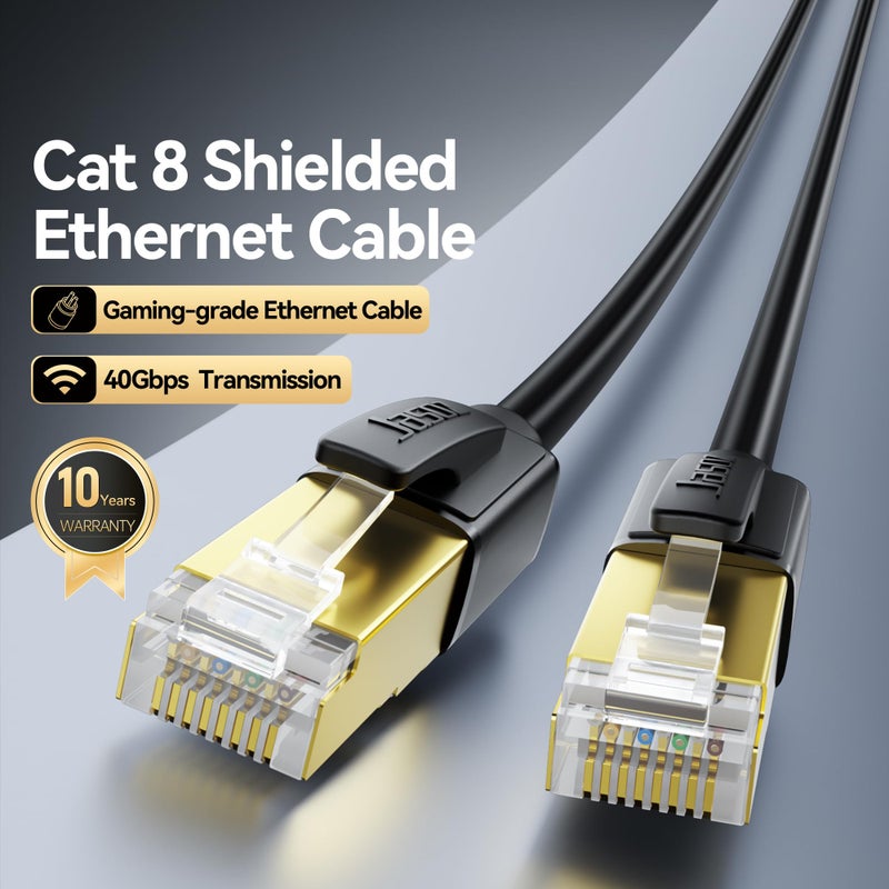 DiamondTiger Cat 8 Ethernet Cable, High Speed 40Gbps 2000Mhz Network Cord RJ45 Shielded Indoor Heavy Duty LAN Cables Compatible for Gaming PC PS5 Xbox Modem Router(6FT/2M) - Image 2