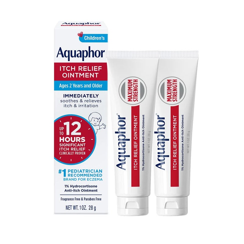 Aquaphor Children's Itch Relief Ointment, 1% Hydrocortisone Anti-Itch Ointment, 1 Oz Tube (Pack of 2) - Image 1