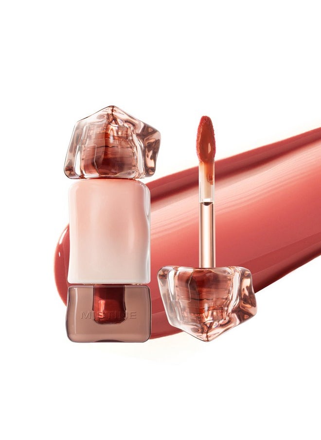 Mistine - Lip Gloss Thai Latte Long Lasting Lip Glaze Non-Sticky Lip Tint Gloss With 1% Peptide Glossy Finish G02 Coral Ice Drop 0.1 Fl Oz 1 Count - Image 1