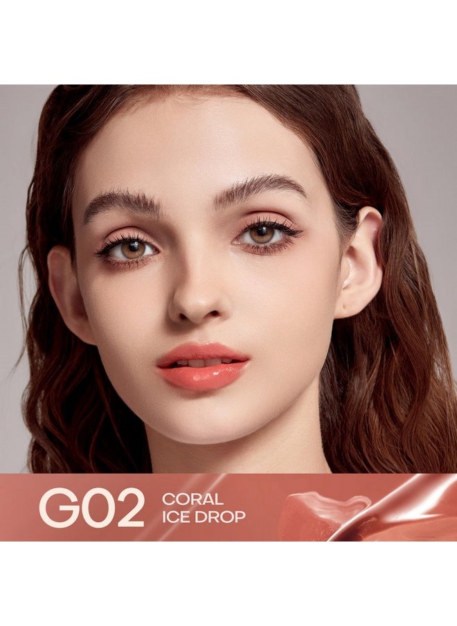 Mistine - Lip Gloss Thai Latte Long Lasting Lip Glaze Non-Sticky Lip Tint Gloss With 1% Peptide Glossy Finish G02 Coral Ice Drop 0.1 Fl Oz 1 Count - Image 1