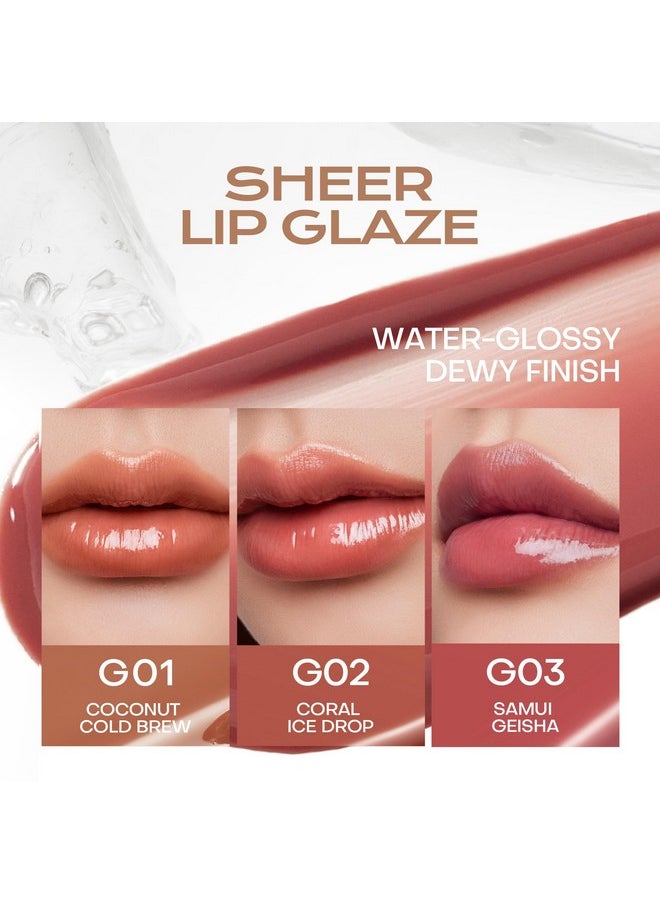 Mistine - Lip Gloss Thai Latte Long Lasting Lip Glaze Non-Sticky Lip Tint Gloss With 1% Peptide Glossy Finish G02 Coral Ice Drop 0.1 Fl Oz 1 Count - Image 1