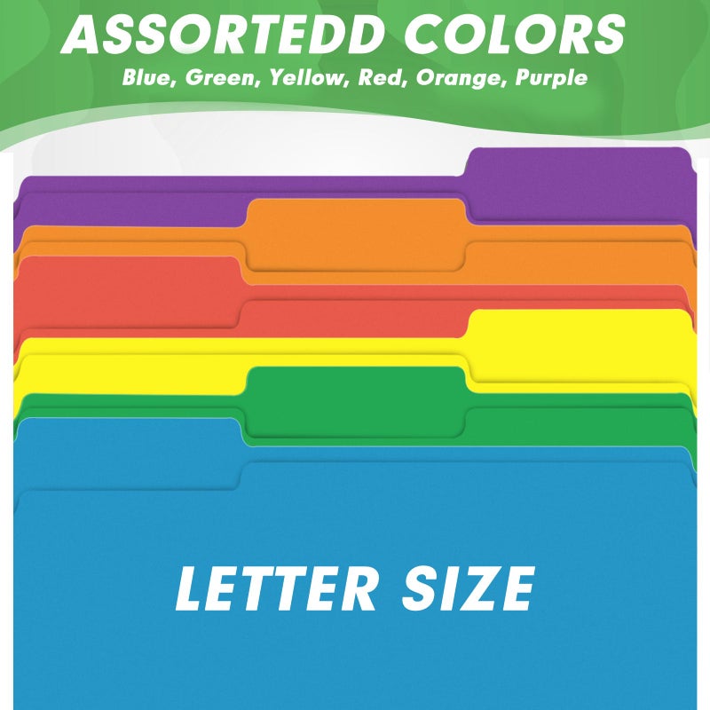 HERKKA File Folder, HERKKA 30 Pack 1/3 Cut Tab File Folders, Colored File Folders Designed for Office and Classroom Use, Letter Size, Assorted 6 Colors - Image 5